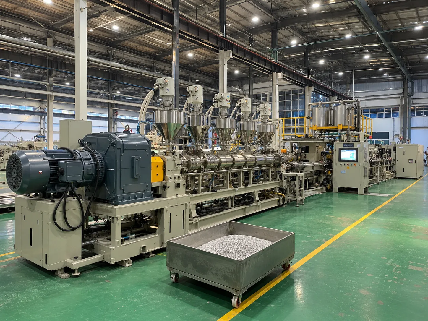 High-efficiency extrusion line running 24-hour continuous production of PA6 structural profiles at UET Machine Nanjing factory