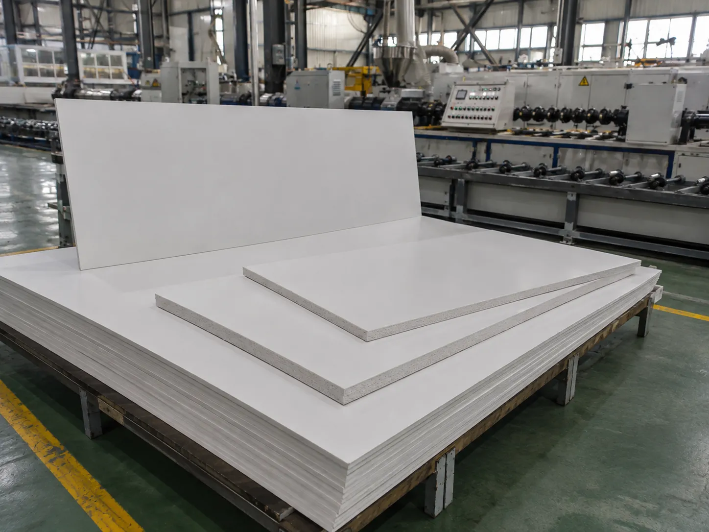White PVC foamed boards and panels with uniform cellular structure for construction and furniture, up to 1200mm wide