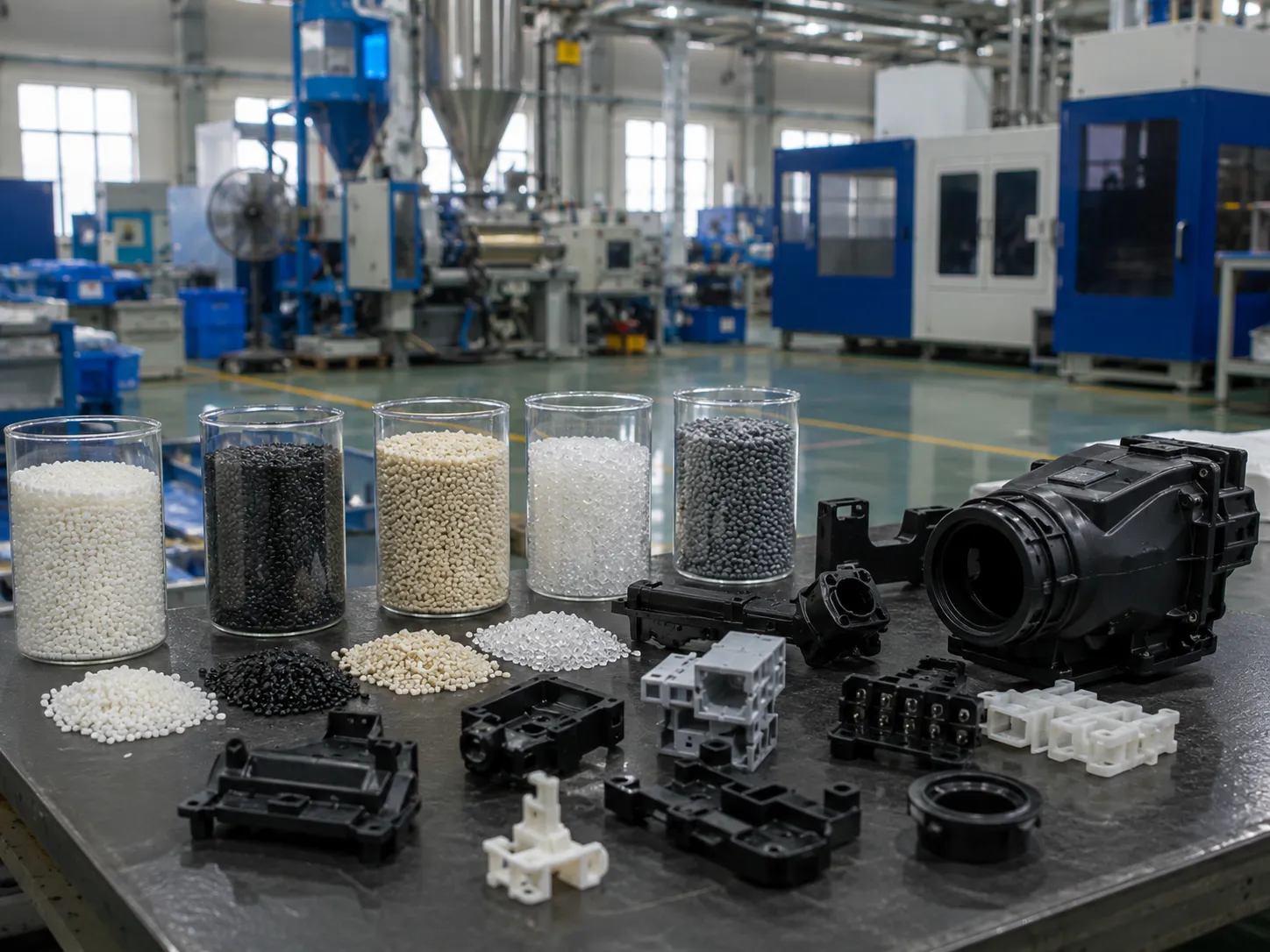 Engineering plastic pellets and precision molded components from reactive extrusion compounding — PA PC PBT modification with fillers and reinforcements for automotive and electronics