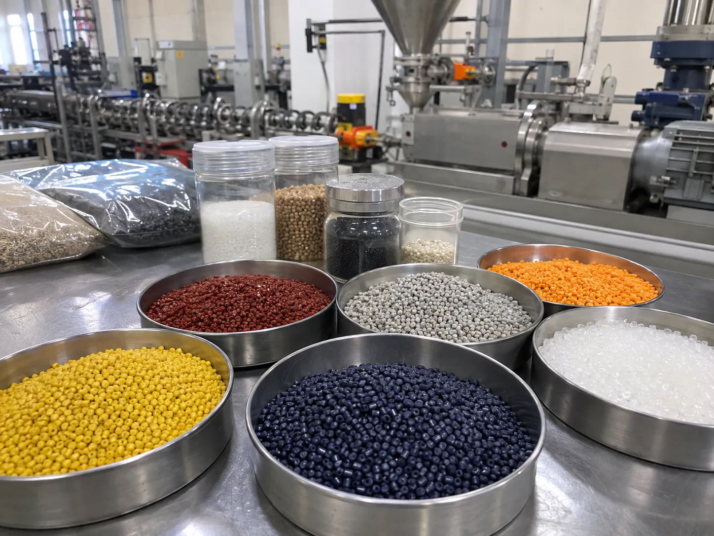 Multi-color reactive masterbatch pellets produced by twin screw extruder — high-concentration color additive and functional masterbatch compounding with superior dispersion