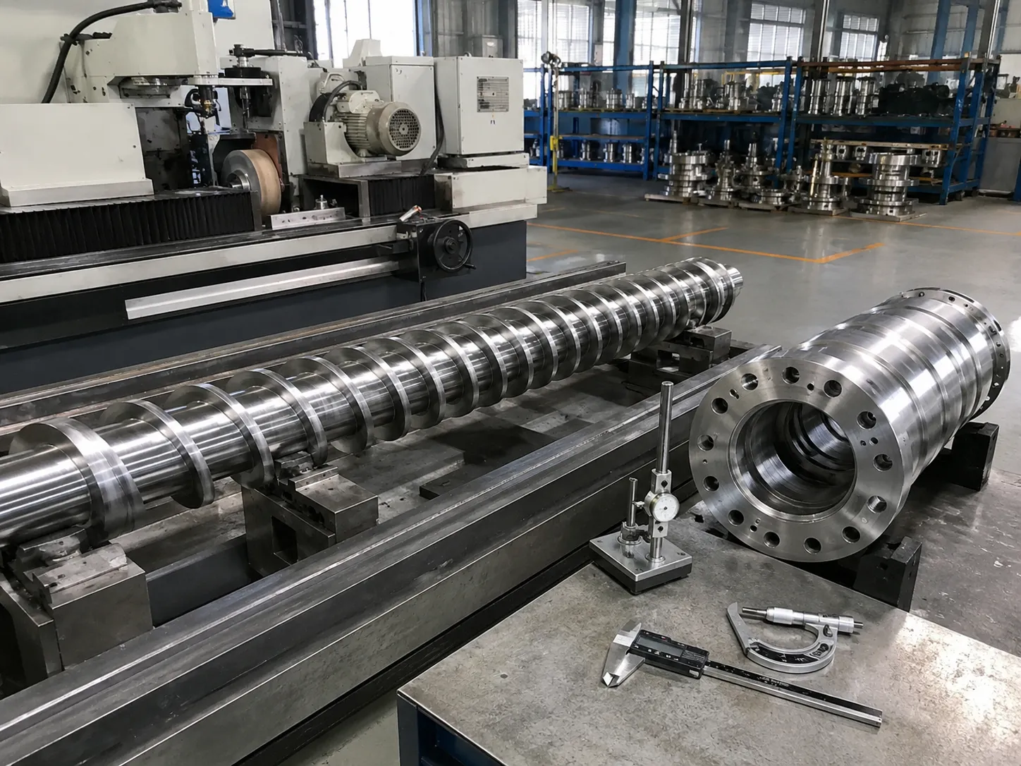Dimensional inspection of machined extruder screw and barrel