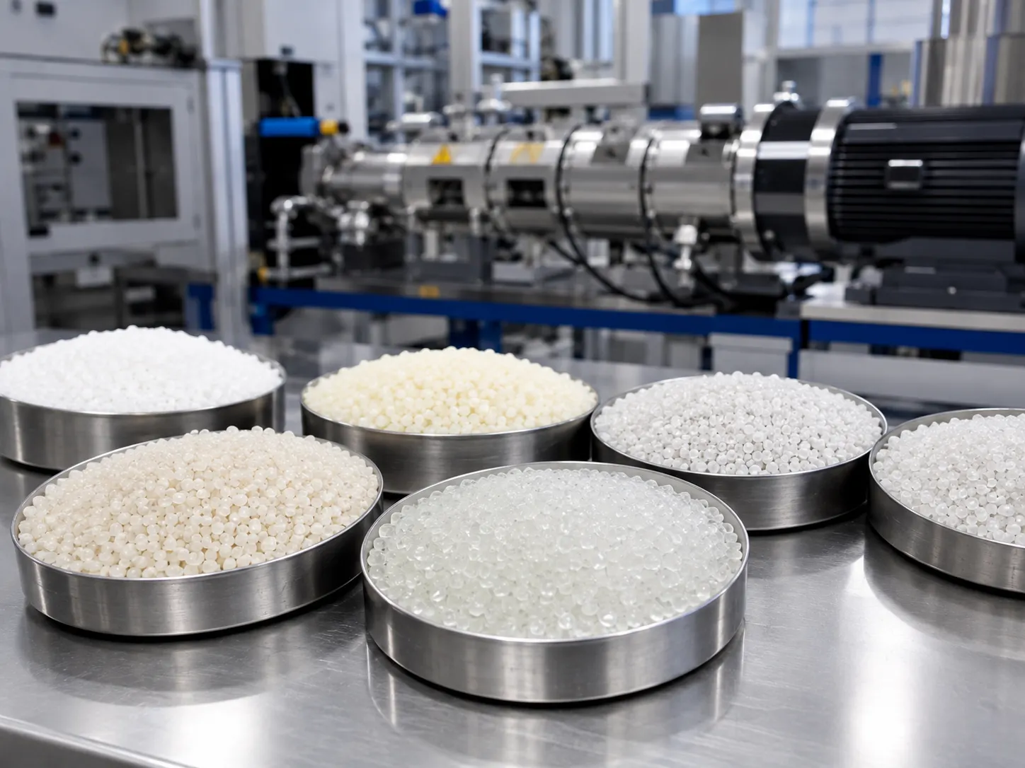 Additive masterbatch pellets with antioxidants and UV stabilizers evenly blended on a UET twin screw extruder for PE PP and EVA carriers