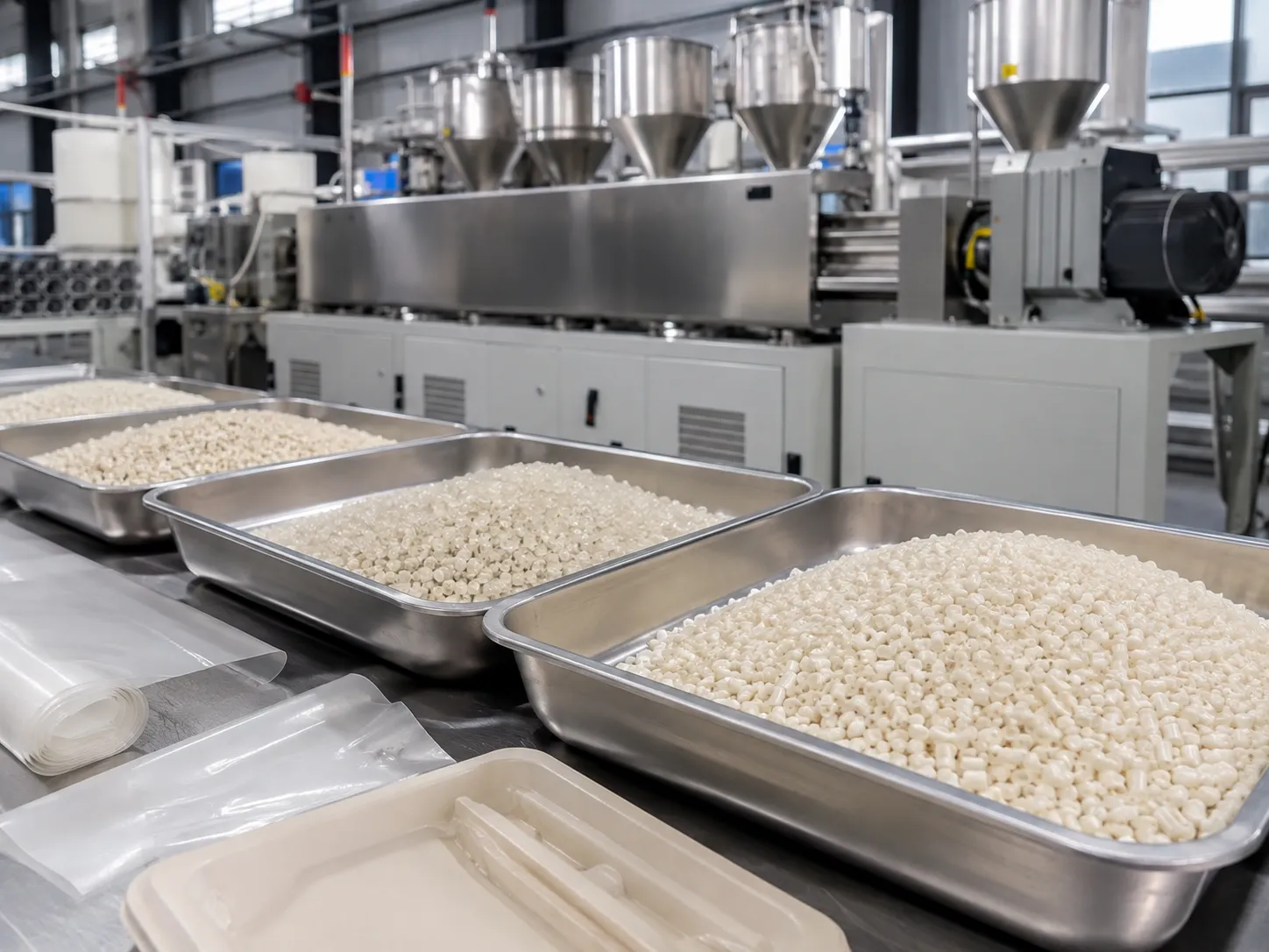 PLA and PBAT biodegradable pellets compounded with low-shear screw configuration on a UET twin screw extruder preserving resin properties