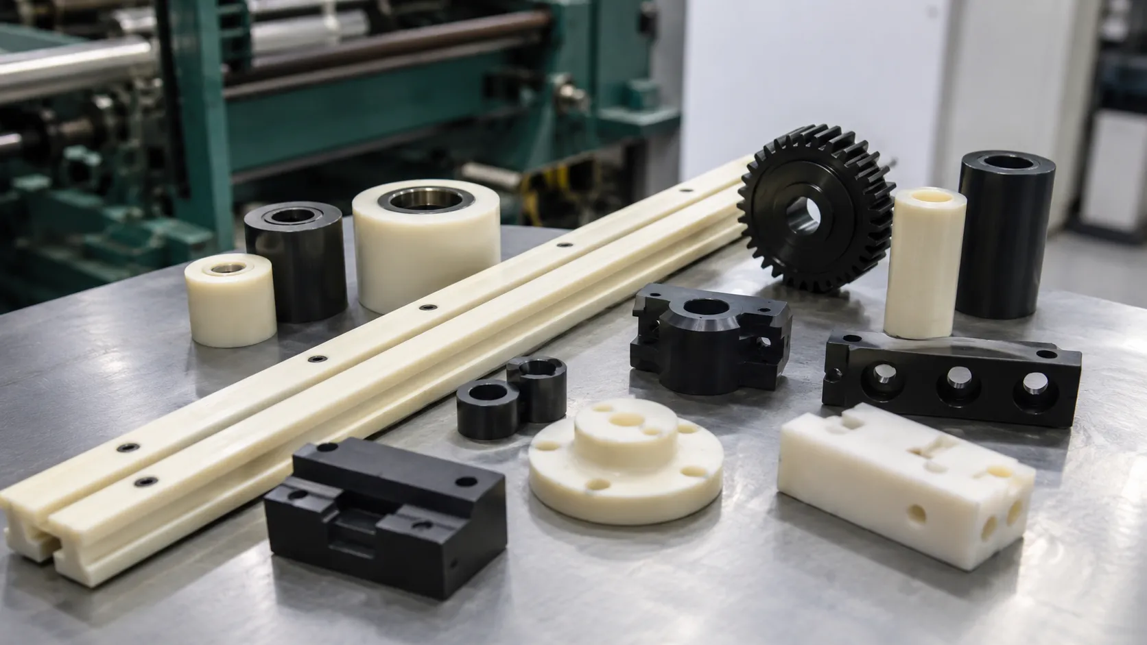 PA conveyor rollers and chain guide rails for packaging and processing machinery at UET Machine
