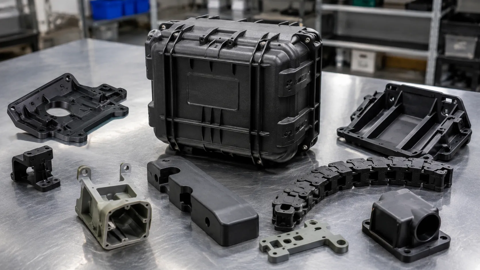 Ruggedized GF-reinforced enclosures with metal latches for military field equipment at UET Machine