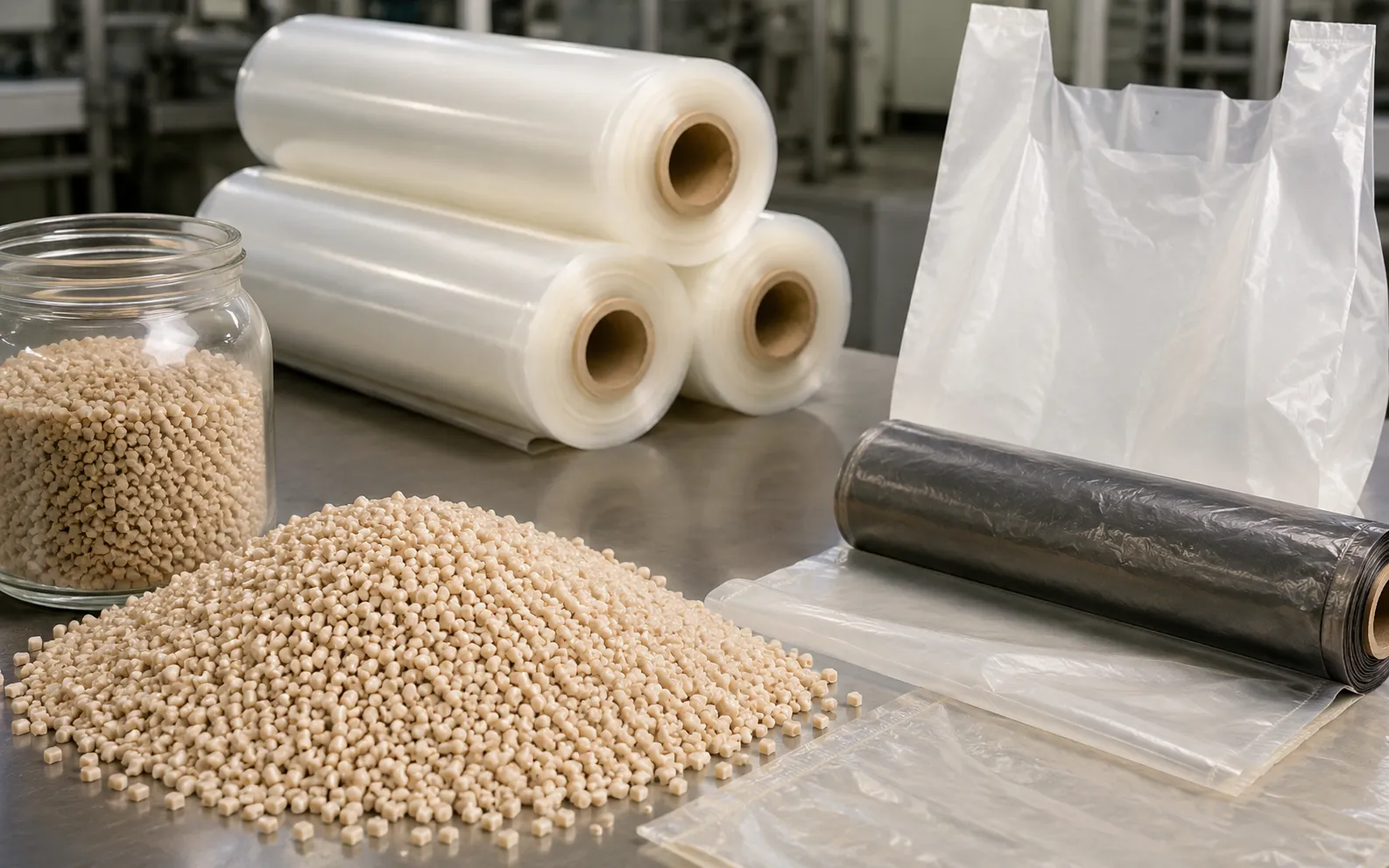 Bio-based starch masterbatch pellets with compostable bag film food packaging for 50-70 percent loading=