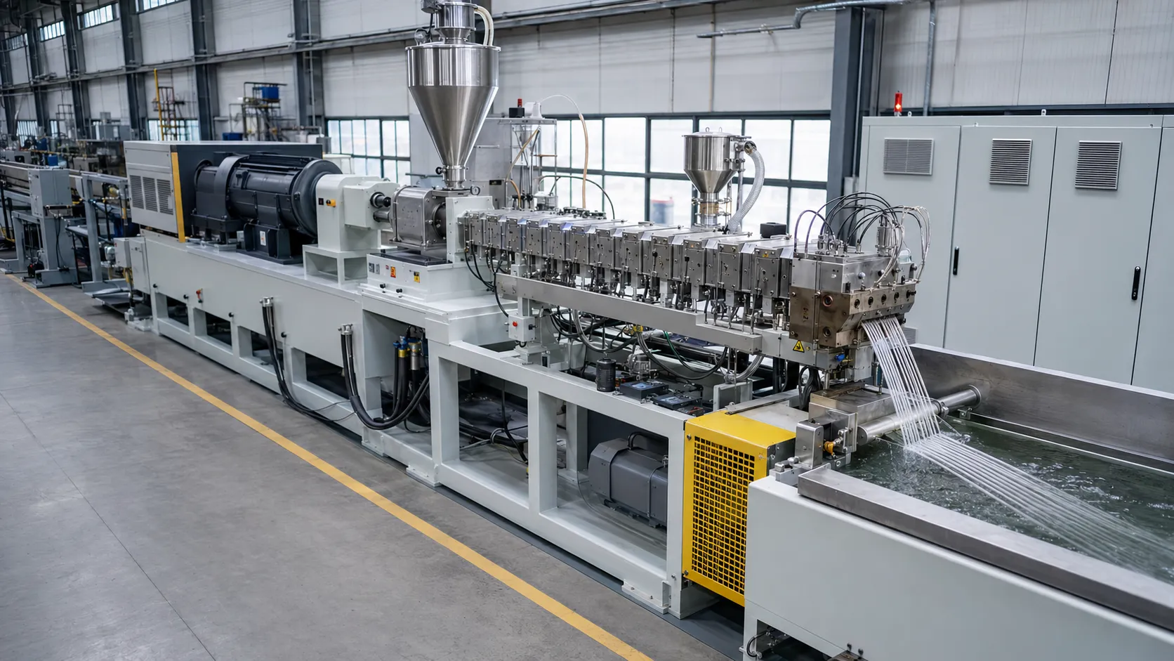 plastic compounding extruder assembly and test-run at uet factory china