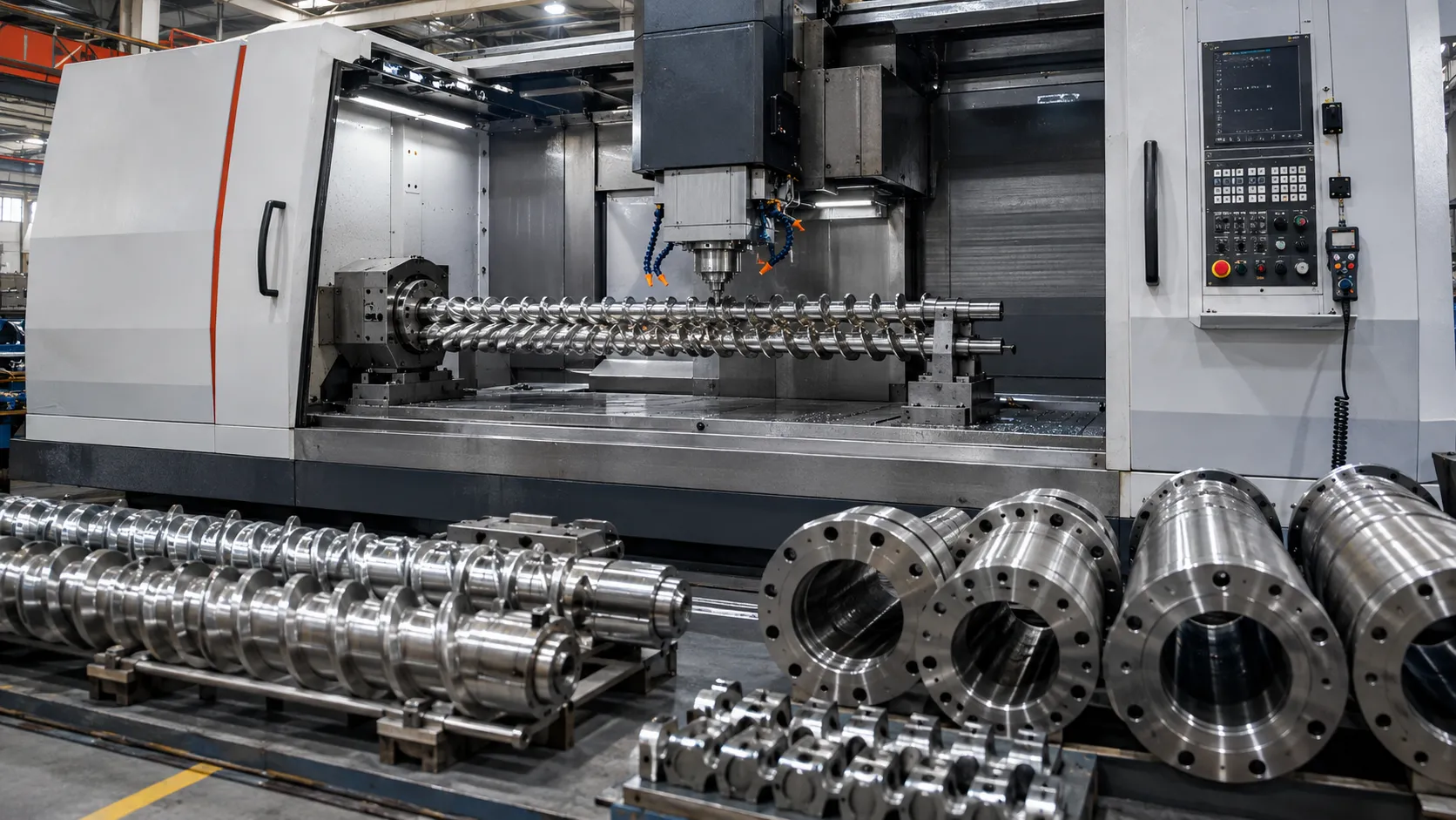 plastic compounding machine parts cnc machining in uet factory workshop china